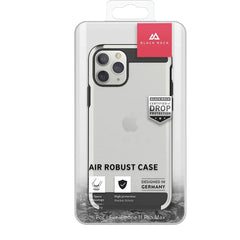 AIR ROBUST - Cover Ultra protettiva in TPU trasparente e finiture colore nero opache bordi rialzati compatibile con Apple iPhone 11 Pro Max