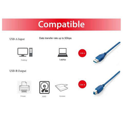 EQUIP - CAVO USB 3.0 da Tipo-A a Tipo-B, Blu, M/M, 3.0m