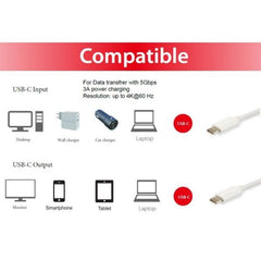 EQUIP - CAVO USB 3.2 Gen 2 da C a C, PD 60W, 4K/60Hz, 5Gbps, Bianco, 2.0m