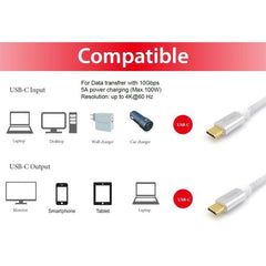 EQUIP - CAVO USB 3.2 Gen 2 da C a C, M/M, PD100W, 4K/60Hz, 10Gbps, Bianco, 0.5m