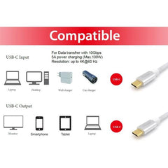 EQUIP - CAVO USB 3.2 Gen 2 da C a C, M/M, PD100W, 4K/60Hz, 10Gbps, Bianco, 1.0m