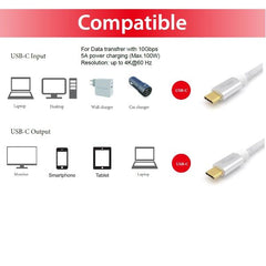 EQUIP - CAVO USB 3.2 GEN.2 Type-C M/M - 5A, PD 100W, 4K/60Hz 10GHz -- Bianco, 2.0m