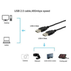EQUIP - CAVO USB 2.0 AM/AM, Nero, 5.0m