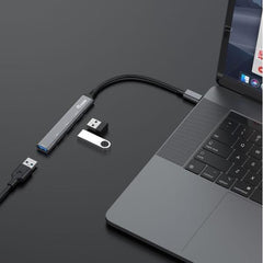 EQUIP - HUB 4-PORTE USB-C (1x USB 3.2 Gen 1 + 3x USB 2.0), Alluminio