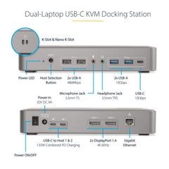 KVM Docking Station USB-C per due laptop
