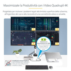 Docking Station Thunderbolt 4 multi monitor, dock TB4 per monitor quadrupli/tripli/doppi - 2x HDMI/2x DisplayPort