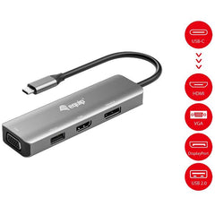 EQUIP - ADATTATORE da USB-C a HDMI 4k/60hz/DisplayPort 4K/60Hz/VGA/USB