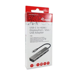 EQUIP - ADATTATORE da USB-C a HDMI 4k/60hz/DisplayPort 4K/60Hz/VGA/USB