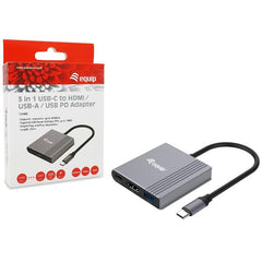 EQUIP - ADATTATORE USB-C 3 in 1, HDMI 4K/60Hz, USB-A, USB PD 100W