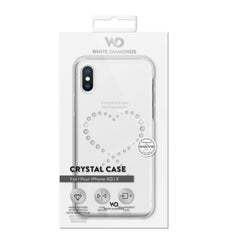 WHITE DIAMONDS - Cover trasparente in TPU morbido impreziosita da cristalli di Swarovski che formano un cuore compatibile con Apple iPhone Xs/ iPhone X