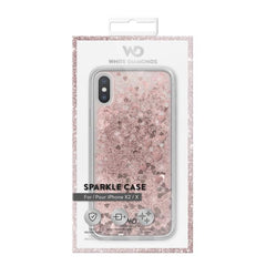 WHITE DIAMONDS - Cover semi-trasparente in TPU rigido con glitter fluttuanti nel liquido compatibile con Apple iPhone Xs/ iPhone X