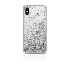 WHITE DIAMONDS - Cover semi-trasparente in TPU rigido con glitter fluttuanti nel liquido compatibile con Apple iPhone Xs/ iPhone X