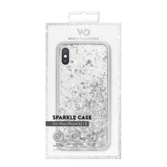 WHITE DIAMONDS - Cover semi-trasparente in TPU rigido con glitter fluttuanti nel liquido compatibile con Apple iPhone Xs/ iPhone X