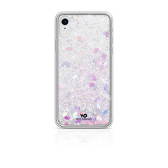 WHITE DIAMONDS - Cover semi-trasparente in TPU rigido con glitter fluttuanti nel liquido compatibile con Apple iPhone Xs/ iPhone X