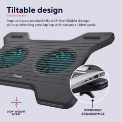 SUPPORTO/RIALZO NOTEBOOK CON 2 VENTOLE DI RAFFREDDAMENTO - TRUST XSTREAM BREEZE - NERO