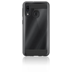 AIR ROBUST - Cover Ultra protettiva in TPU trasparente e finiture colore nero opache bordi rialzati compatibile con Samsung Galaxy A20e