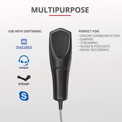 MICROFONO GAMING CABLATO USB 1,5M SUPPORTO TREPPIEDE - TRUST GXT232 MANTIS - NERO
