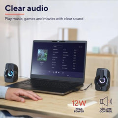 SET ALTOPARLANTI SPEAKERS 2.0 12W PICCO (6W RMS) ILLUMINATI LED RGB - TRUST GEMI - NERO