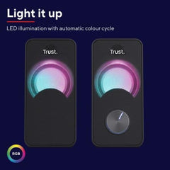 SET ALTOPARLANTI SPEAKERS 2.0 12W PICCO (6W RMS) ILLUMINATI LED RGB - TRUST ARYS - NERO