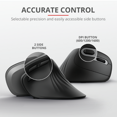 MOUSE ERGONOMICO VERTICALE WIRELESS - 1600DPI - TRUST VERRO - NERO