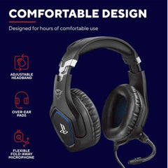 CUFFIE GAMING CABLATE JACK 3,5MM PLAYSTATION® CERTIFICATE, DRIVER 50MM - TRUST GXT488 FORZE NERO