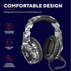CUFFIE GAMING CABLATE JACK 3,5MM PLAYSTATION® CERTIFICATE, DRIVER 50MM - TRUST GXT488 FORZE-G CAMOUFLAGE/GRIGIO
