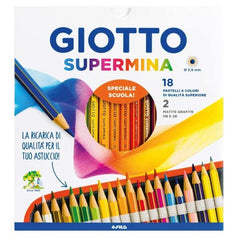 GIOTTO  SUPERMINA ASTUCCIO 18 PASTELLI + 2 MATITE GRAFITE HB E 2B