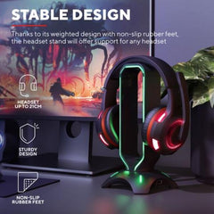 SUPPORTO PER CUFFIE RGB CON HUB USB - TRUST GXT 265 CINTAR - NERO