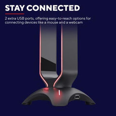 SUPPORTO PER CUFFIE RGB CON HUB USB - TRUST GXT 265 CINTAR - NERO