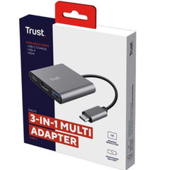 ADATTATORE DOCKING STATION MULTIPORT, 1 HDMI 4K, 1 USB-C PD, 1 USB-A 3.2 - TRUST DALYX 3-IN-1 - ALLUMINIO