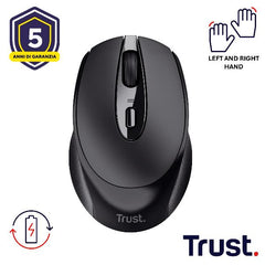 MOUSE WIRELESS RICARICABILE - 1600DPI - TRUST ZAYA - NERO