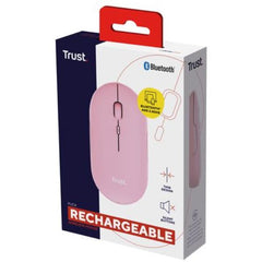 MOUSE WIRELESS RICARICABILE MULTICONNECT BT + WL 2,4GHZ ULTRASOTTILE SILENT - 1600DPI - TRUST PUCK - ROSA