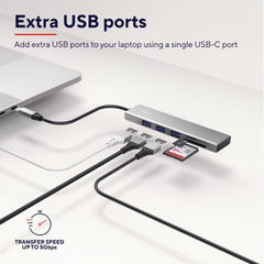 HUB USB C CON  CARDREADER E 3P USB-A 3.2 + CARD READER SD E MICRO-SD - TRUST HALYX - ALLUMINIO