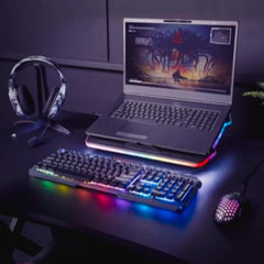 SUPPORTO/RIALZO RGB CON VENTOLA GIGANTE DI RAFFREDDAMENTO PER LAPTOP FINO 17.3" - TRUST GXT1126 AURA - NERO