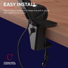 MICROFONO GAMING CABLATO USB 1,8M PROFESSIONALE ILLUMINATO CON BRACCIO, INGRESSO JACK 3,5MM PER STUDIO DI REGISTRAZIONE - TRUST GXT255+ ONYX - NERO