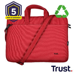 BORSA LAPTOP/NOTEBOOK FINO A 16" ECO - REALIZZATA CON PET RICICLATO - TRUST BOLOGNA ROSSO