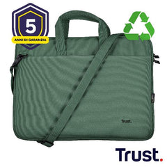 BORSA LAPTOP/NOTEBOOK FINO A 16" ECO - REALIZZATA CON PET RICICLATO - TRUST BOLOGNA VERDE