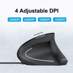 EQUIP - MOUSE OTTICO VERTICALE ERGONOMICO, 3600 DPI,