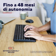 KIT DESK SET TASTIERA E MOUSE WIRELESS SUPER SILENZIOSI - LAYOUT ITALIANO - PLASTICA RICICLATA 85% - LUNGA DURATA BATTERIE (4 ANNI TASTIERA 1 ANNO MOUSE) - TRUST TREZO - NERO