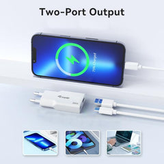 EQUIP - Caricabatterie GaN PD sottile USB a 2 porte da 20W, 1x USB-C + 1x USB-A