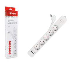 EQUIP - MULTIPRESA 5-SCHUKO e con 3 USB (1C + 2A), tasto on/off, protezione bambini
