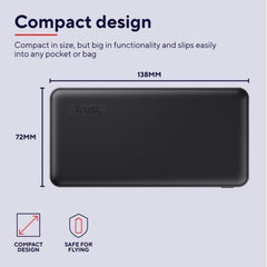 POWER BANK 15.000MAH - 2 USB-A 12W + 1 MICRO-USB + 1USB-C 15W - PLASTICA RICICLATA 50% - TRUST PRIMO POWERBANK - NERO