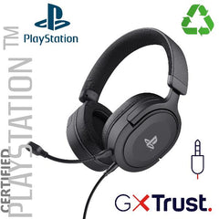 CUFFIE GAMING CABLATE JACK 3,5MM PLAYSTATION® PS5™ CERTIFICATE, DRIVER 50MM - PLASTICA RICICLATA 85% - TRUST GXT498 FORTA NERO