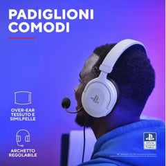 CUFFIE GAMING CABLATE JACK 3,5MM PLAYSTATION® PS5™ CERTIFICATE, DRIVER 50MM - PLASTICA RICICLATA 35% - TRUST GXT498W FORTA BIANCO