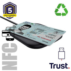 LETTORE DI SMART CARD CONTACTLESS (TIPO CARTA IDENTITA') - 85% PLASTICA RICICLATA - TRUST CETO NERO