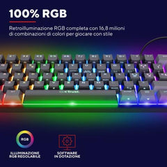 TASTIERA GAMING MECCANICA (COMPATTA 60%) CABLATA RGB - LAYOUT ITALIANO - TRUST GXT867 ACIRA - NERO