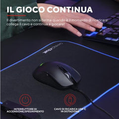 MOUSE GAMING RGB WIRELESS RICARICABILE 7.200DPI - PLASTICA RICICLATA 69% - AUTONOMIA 50h - 6 PULSANTI PROGRAMMABILI - TRUST GXT923 YBAR NERO