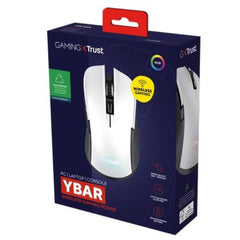MOUSE GAMING RGB WIRELESS RICARICABILE 7.200DPI - PLASTICA RICICLATA 69% - AUTONOMIA 50h - 6 PULSANTI PROGRAMMABILI - TRUST GXT923W YBAR BIANCO/NERO