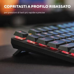 TASTIERA GAMING MECCANICA CABLATA RGB LOW PROFILE, MANOPOLA VOLUME AUDIO - LAYOUT ITALIANO - TRUST GXT866 TORIX - NERO