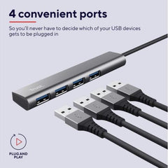 HUB USB A 3.2 CON  4 PORTE USB-A 3.2 - TRUST HALYX - ALLUMINIO